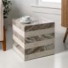 JONATHAN Y MTB1101D Felix 15″ Contemporary Natural Marble Handmade Cube End Table, Side Table for Living Room, Bedroom, Bathroom, Travertine(Beige/White/Gray)