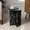 JONATHAN Y MTB1103B Javier 17.75″ Contemporary Natural Marble Handmade X-Shaped End Table for Living Room, Bedroom, Bathroom, Black/Gray(Black/Gray)