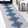 JONATHAN Y Machine Washable Moss/Cream Indoor Area Rug 5X8 ft, Chayton Minimalist Geometric for Living Room, Bedroom, Kitchen, Office, Easy-Cleaning, Pet-Friendly, Non-Shedding WSH110B-5(Gray/Blue)