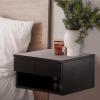 JONATHAN Y NST2001A Elise 15.71″ Classic Contemporary Floating Wall Mounted Nightstand with Soft-Close Tambour Drawer and Cable Hole, Black/Light Oak(Black)