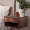 JONATHAN Y NST2001A Elise 15.71″ Classic Contemporary Floating Wall Mounted Nightstand with Soft-Close Tambour Drawer and Cable Hole, Black/Light Oak(Dark Brown)