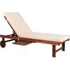JONATHAN Y PAT1003B Seabrook 69 x 24 Inch Outdoor Acacia Wood Lounger with Cushion, 5-Position Back, Slide Table & Wheels for Garden, Lawn, Backyard, Pool, Deck, Beach, Firepit, Light Brown(Dark Brown)