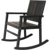 JONATHAN Y RCK100A Ned Modern Chevron-Back 300-Lbs Support Acacia Wood Patio Outdoor Rocking Chair for Garden, Lawn, Backyard, Pool, Deck, Beach, Firepit, Teak(Black)