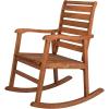 JONATHAN Y RCK101B Carey Modern Slat-Back 300-Lbs Support Acacia Wood Patio Outdoor Rocking Chair for Garden, Lawn, Backyard, Pool, Deck, Beach, Firepit, Gray(Teak)