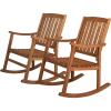 JONATHAN Y RCK102A-SET2 Wendy Classic Slat-Back 300-Lbs Support Acacia Wood Patio Outdoor Rocking Chair for Garden, Lawn, Backyard, Pool, Deck, Beach, Firepit, Teak, Set of 2