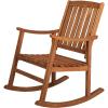JONATHAN Y RCK102B Penny Classic Slat-Back 300-Lbs Support Acacia Wood Patio Outdoor Rocking Chair for Garden, Lawn, Backyard, Pool, Deck, Beach, Firepit, Gray(Teak)