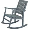 JONATHAN Y RCK102B Penny Classic Slat-Back 300-Lbs Support Acacia Wood Patio Outdoor Rocking Chair for Garden, Lawn, Backyard, Pool, Deck, Beach, Firepit, Gray(Grey)