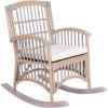 JONATHAN Y RCK200A Swayze Bohemian Farmhouse Woven Rattan/Wood Rocking Chair White Cushion with Brown Frame for Home, Living Room, Bedroom. Guestroom, Foyer, Library(Gray/White)