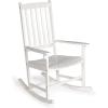 JONATHAN Y RCK300D Seagrove Farmhouse Classic Slat-Back 350-LBS Support Acacia Wood Outdoor Rocking Chair Traditional, Coastal, Cottage, Vintage, Shabby Chic, Almond(White)