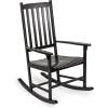 JONATHAN Y RCK300D Seagrove Farmhouse Classic Slat-Back 350-LBS Support Acacia Wood Outdoor Rocking Chair Traditional, Coastal, Cottage, Vintage, Shabby Chic, Almond(Black)