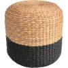JONATHAN Y TBL2501A Aimee 15.7″ Modern Minimalist Alternating Hand-Woven Hyacinth Stool for Living Room, Bedroom, Entryway, Foyer, Natural/Black(Black/Natural – Two Tone)