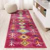 JONATHAN Y Tribal Love Geometric Dark Blue/Multi Indoor Area Rug, 8×10, Bohemian, Casual, Easy-Cleaning for Living Room, Bedroom, Kitchen, Pet Friendly, Non-Shedding (MOH105A-8)(Pink multi)