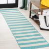 JONATHAN Y Two-Tone Wide Stripe Indoor Outdoor Area Rug 8X10 Aqua/Cream, Negril for Backyard, Patio, Porch, Easy-Cleaning, High Traffic, Pet-Friendly, Non-Shedding (SMB203E-8)(Aqua/Cream)