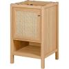 JONATHAN Y VAN1024B Jasper 30 in. W x 18 in. D x 33 in. H Rattan Modern Coastal 2-Shelf Bathroom Vanity Cabinet Only with Soft Closing Doors (Sink Basin Not Included), Walnut(Oak)