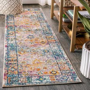 JONATHAN Y Boho Vintage Navy/Cream Indoor Area Rug, 8×10, Bohemian Flair Medallion, Chic, Floral, Easy Cleaning, High Traffic for Living Room, Bedroom, Kitchen, Pet Friendly, Non-Shedding (BMF103B-8)(Cream/Navy)