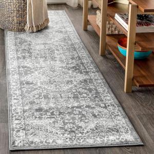 JONATHAN Y Modern Vintage Medallion Light Gray Indoor Area Rug, 8×10, Country, Floral, Easy-Cleaning for Living Room, Bedroom, Kitchen, Pet Friendly, Non-Shedding (MDP100A-8)(Light Grey)