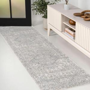 JONATHAN Y Modern Vintage Medallion Light Gray Indoor Area Rug, 8×10, Country, Floral, Easy-Cleaning for Living Room, Bedroom, Kitchen, Pet Friendly, Non-Shedding (MDP100A-8)(Cream)