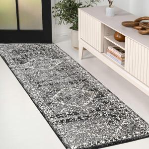JONATHAN Y Modern Vintage Medallion Light Gray Indoor Area Rug, 8×10, Country, Floral, Easy-Cleaning for Living Room, Bedroom, Kitchen, Pet Friendly, Non-Shedding (MDP100A-8)(Black)