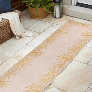 JONATHAN Y Palm Frond Border Indoor Outdoor Area Rug 8X10 Blue/Cream, Isla Coastal Cottage for Backyard, Patio, Porch, Easy-Cleaning, High Traffic, Pet-Friendly, Non-Shedding (TSN207C-8)(Yellow/Cream)
