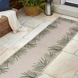 JONATHAN Y Palm Frond Border Indoor Outdoor Area Rug 8X10 Blue/Cream, Isla Coastal Cottage for Backyard, Patio, Porch, Easy-Cleaning, High Traffic, Pet-Friendly, Non-Shedding (TSN207C-8)(Green/Cream)