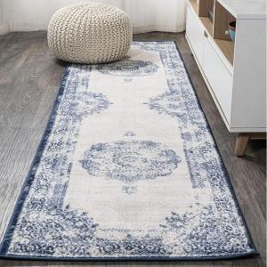 JONATHAN Y Rosalia Cottage Medallion Navy/Ivory Indoor Area Rug, 8×10, Vintage, Bohemian, Easy-Cleaning for Living Room, Bedroom, Kitchen, Pet Friendly, Non-Shedding (MDP403D-8)(Dark Blue/Ivory)