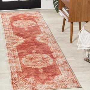 JONATHAN Y Rosalia Cottage Medallion Navy/Ivory Indoor Area Rug, 8×10, Vintage, Bohemian, Easy-Cleaning for Living Room, Bedroom, Kitchen, Pet Friendly, Non-Shedding (MDP403D-8)(Peach/Ivory)