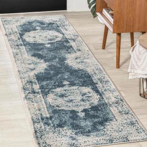 JONATHAN Y Rosalia Cottage Medallion Navy/Ivory Indoor Area Rug, 8×10, Vintage, Bohemian, Easy-Cleaning for Living Room, Bedroom, Kitchen, Pet Friendly, Non-Shedding (MDP403D-8)(Ivory/Blue)