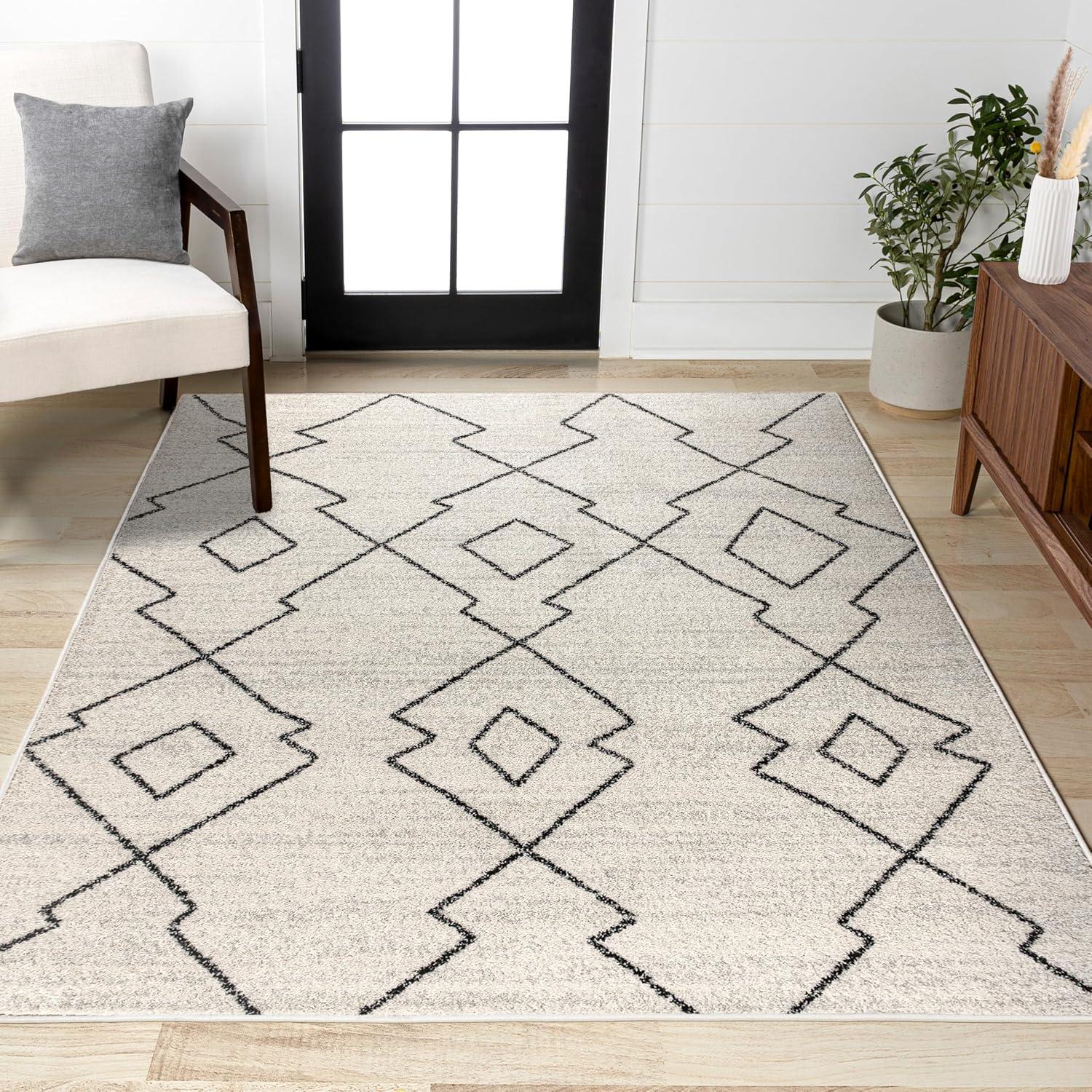 imageJONATHAN Y Alia Moroccan Beni Souk CreamBlack Runner Rug 2x8 Bohemian Scandinavian EasyCleaning for Living Room Bedroom Kitchen Pet Friendly NonShedding MOH202A28CreamBlack