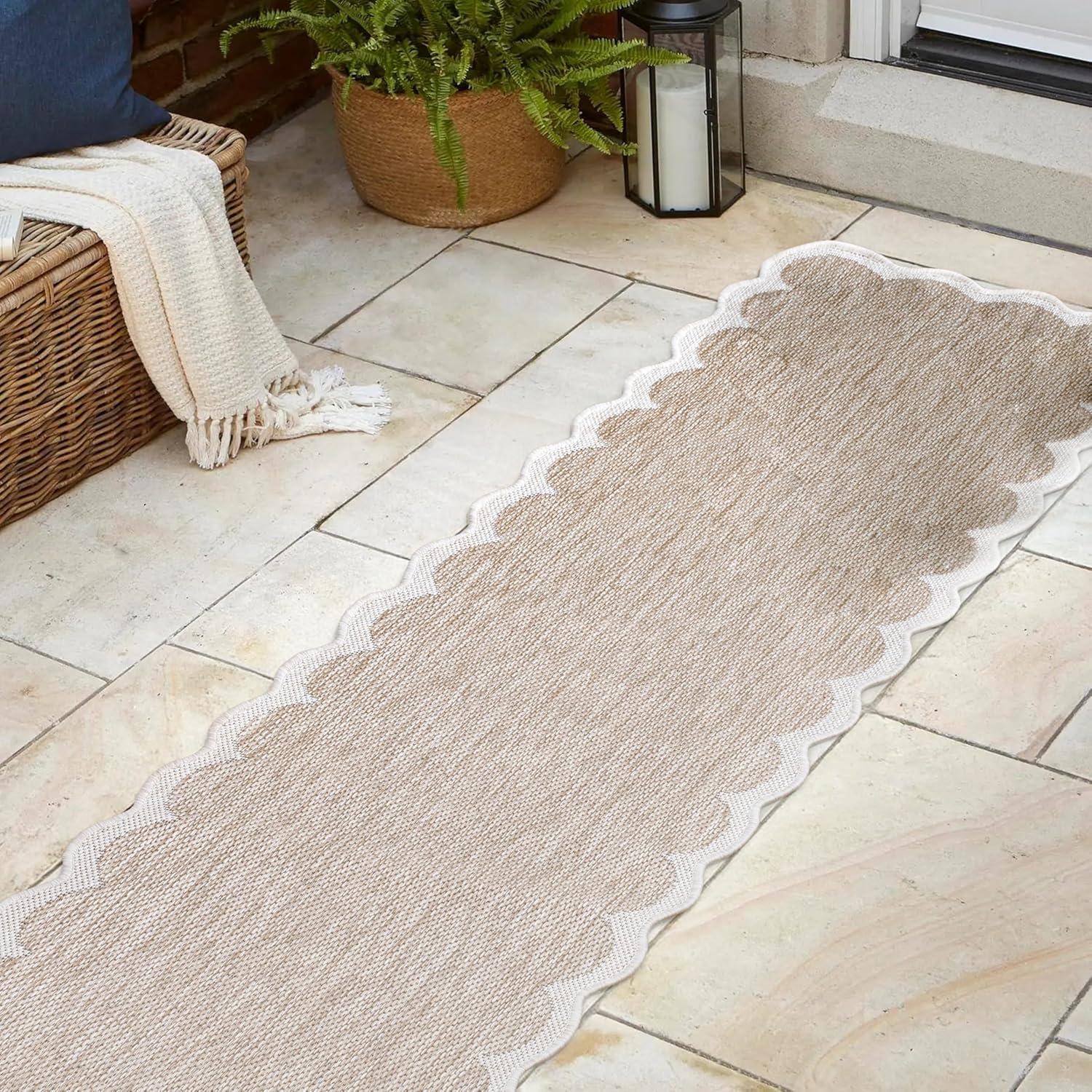 imageJONATHAN Y Cottage TwoTone Scalloped Indoor Outdoor Area Rug 5X8 Light RoseCream Alice Classic for Backyard Patio Porch EasyCleaning High Traffic PetFriendly NonShedding SHP103B5BeigeCream