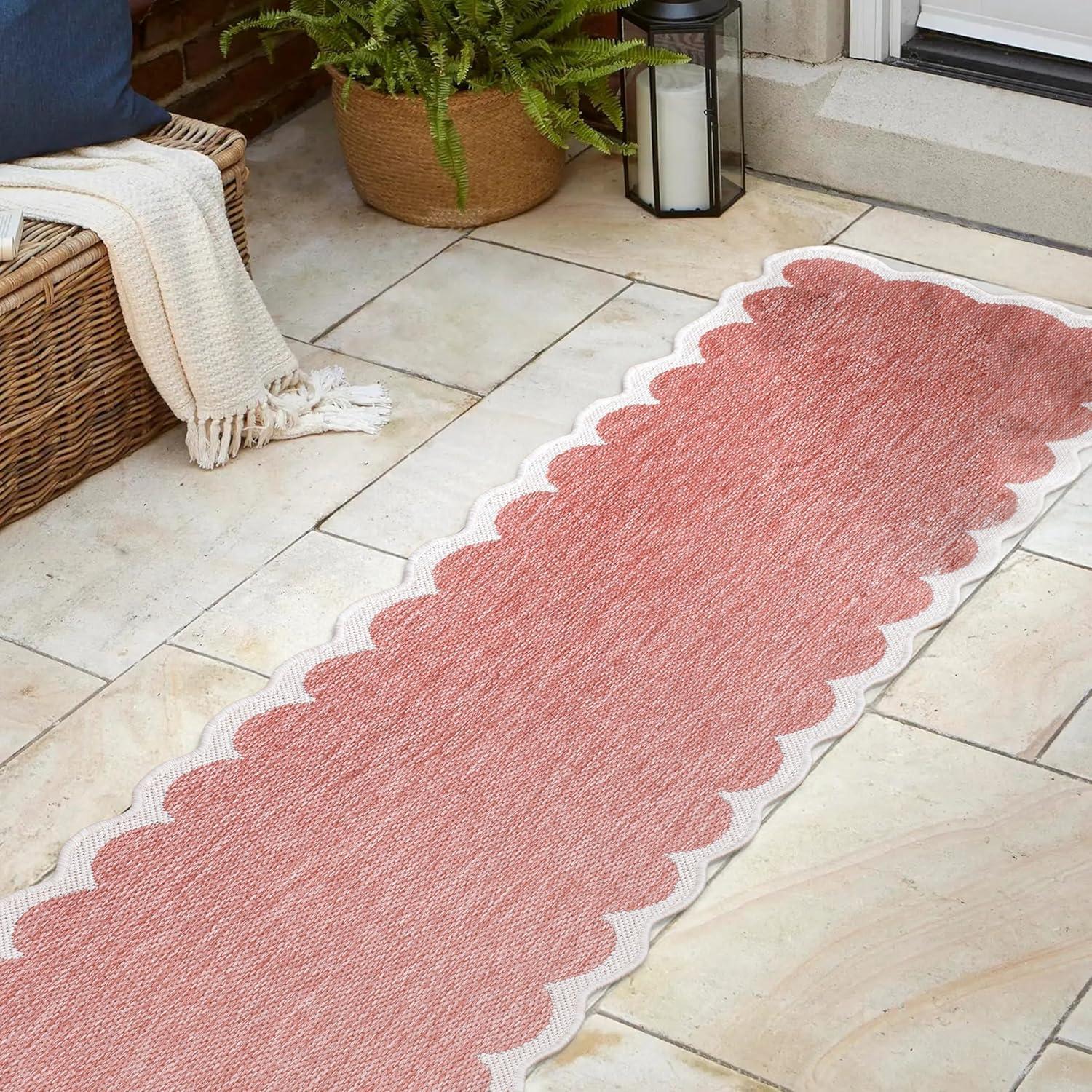 imageJONATHAN Y Cottage TwoTone Scalloped Indoor Outdoor Area Rug 5X8 Light RoseCream Alice Classic for Backyard Patio Porch EasyCleaning High Traffic PetFriendly NonShedding SHP103B5Light RoseCream