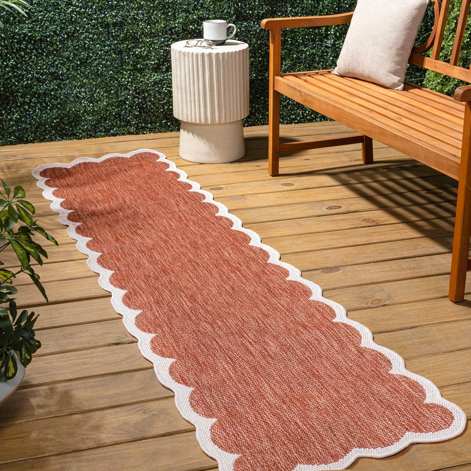 imageJONATHAN Y Cottage TwoTone Scalloped Indoor Outdoor Area Rug 5X8 Light RoseCream Alice Classic for Backyard Patio Porch EasyCleaning High Traffic PetFriendly NonShedding SHP103B5TerraCream