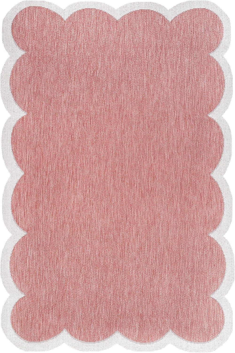 imageJONATHAN Y Cottage TwoTone Scalloped Indoor Outdoor Area Rug 5X8 Light RoseCream Alice Classic for Backyard Patio Porch EasyCleaning High Traffic PetFriendly NonShedding SHP103B5Light RoseCream