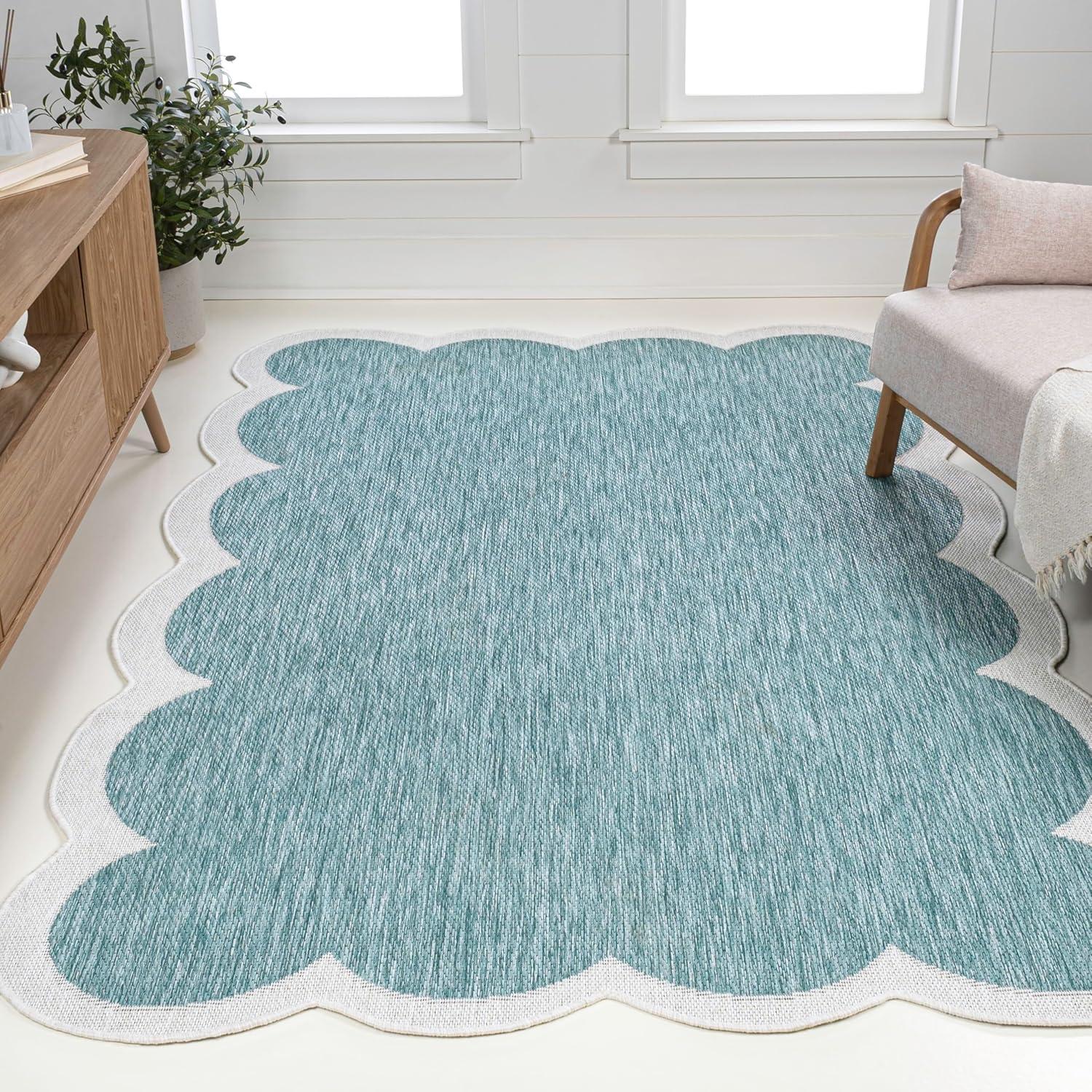 imageJONATHAN Y Cottage TwoTone Scalloped Indoor Outdoor Area Rug 5X8 Light RoseCream Alice Classic for Backyard Patio Porch EasyCleaning High Traffic PetFriendly NonShedding SHP103B5TurquoiseCream