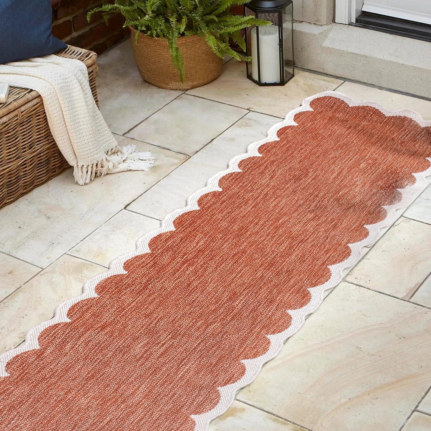 imageJONATHAN Y Cottage TwoTone Scalloped Indoor Outdoor Area Rug 5X8 Light RoseCream Alice Classic for Backyard Patio Porch EasyCleaning High Traffic PetFriendly NonShedding SHP103B5TerraCream