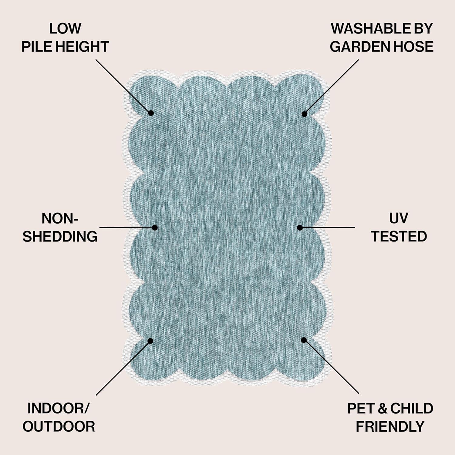 imageJONATHAN Y Cottage TwoTone Scalloped Indoor Outdoor Area Rug 5X8 Light RoseCream Alice Classic for Backyard Patio Porch EasyCleaning High Traffic PetFriendly NonShedding SHP103B5TurquoiseCream