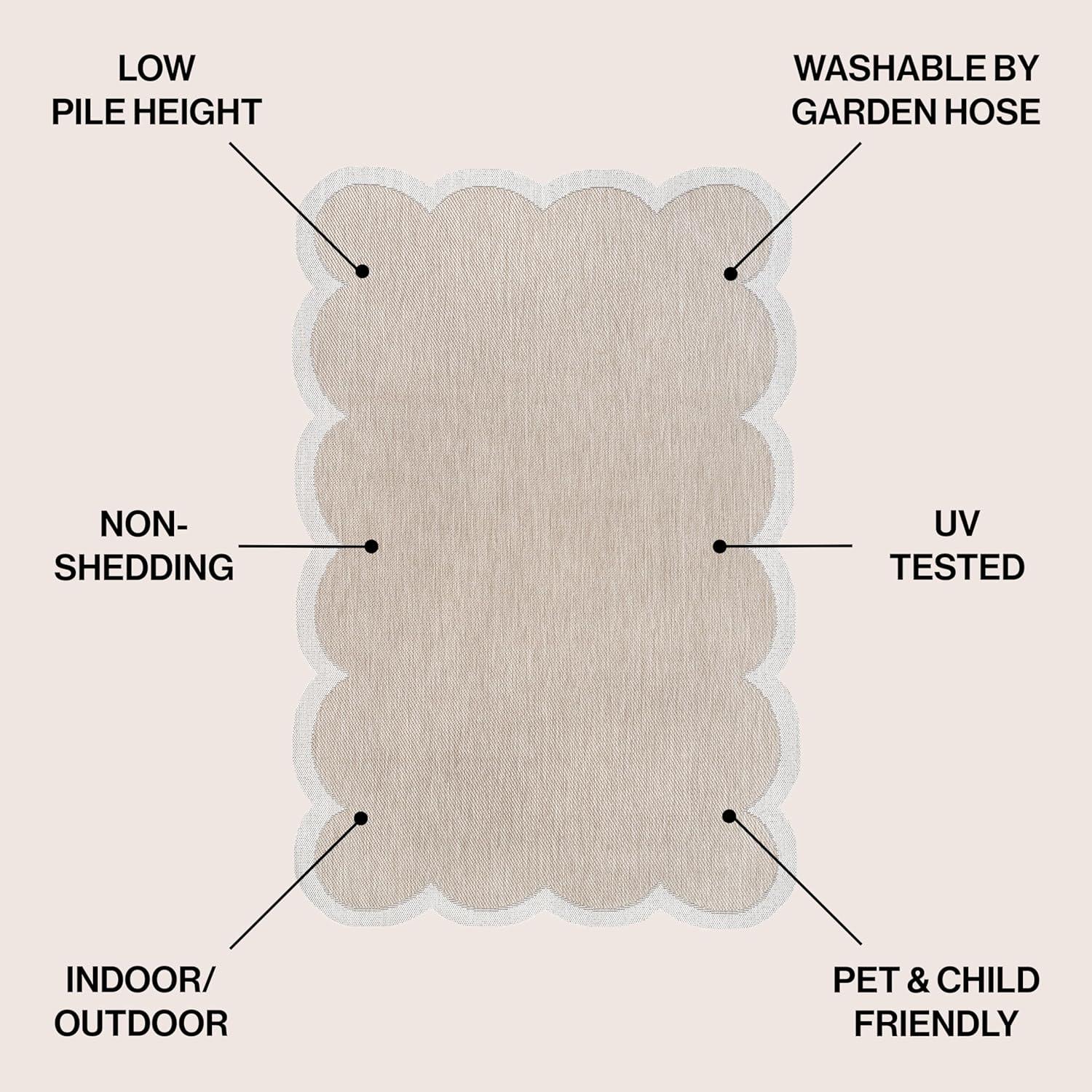 imageJONATHAN Y Cottage TwoTone Scalloped Indoor Outdoor Area Rug 5X8 Light RoseCream Alice Classic for Backyard Patio Porch EasyCleaning High Traffic PetFriendly NonShedding SHP103B5BeigeCream