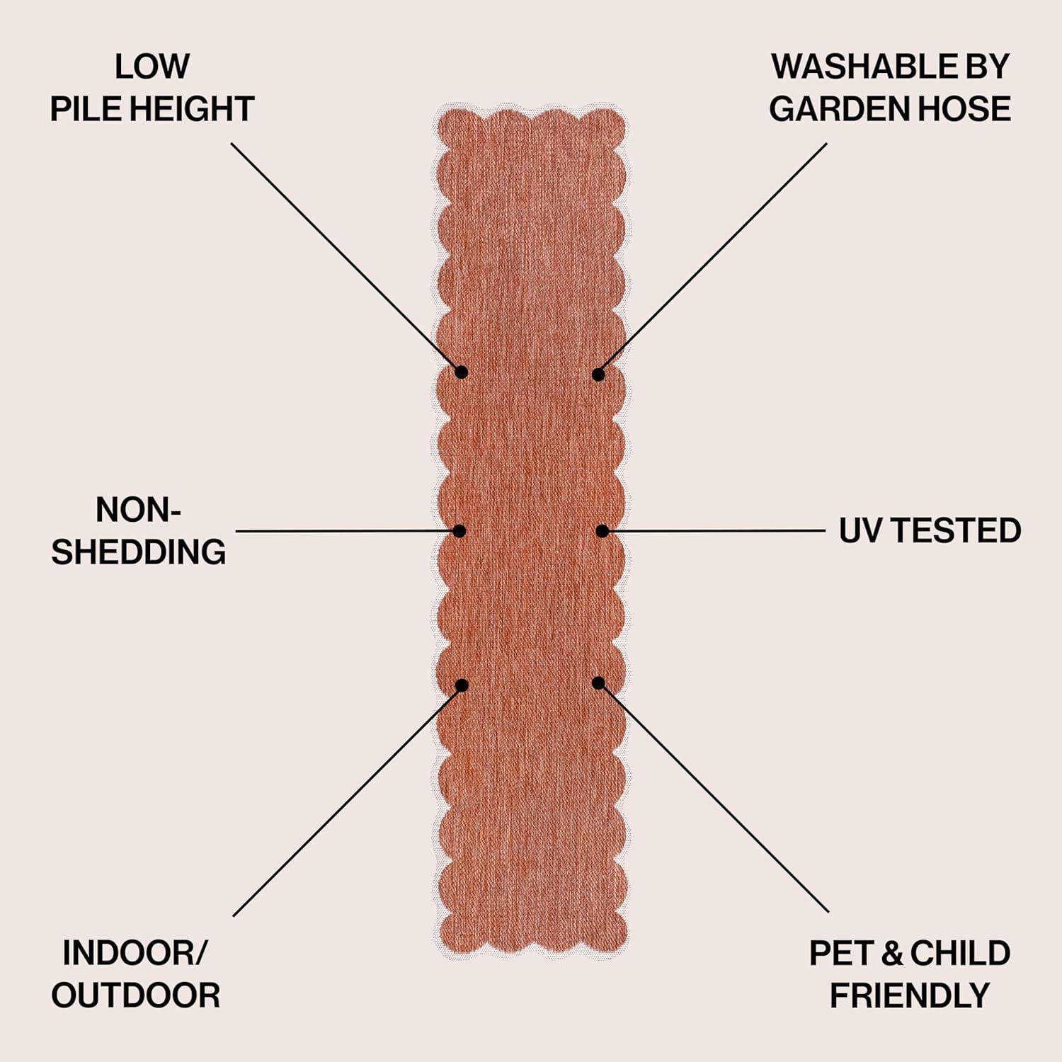 imageJONATHAN Y Cottage TwoTone Scalloped Indoor Outdoor Area Rug 5X8 Light RoseCream Alice Classic for Backyard Patio Porch EasyCleaning High Traffic PetFriendly NonShedding SHP103B5TerraCream