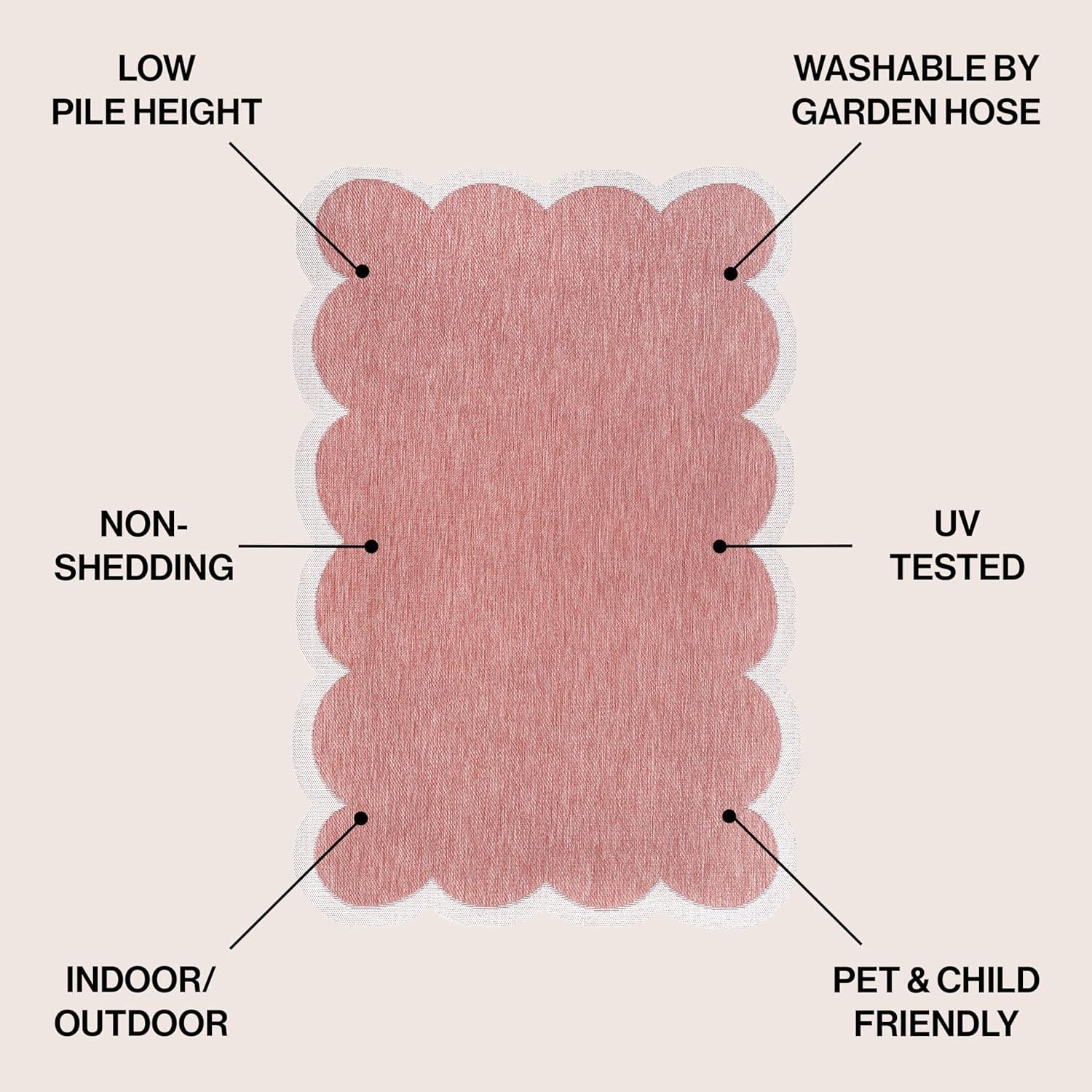 imageJONATHAN Y Cottage TwoTone Scalloped Indoor Outdoor Area Rug 5X8 Light RoseCream Alice Classic for Backyard Patio Porch EasyCleaning High Traffic PetFriendly NonShedding SHP103B5Light RoseCream