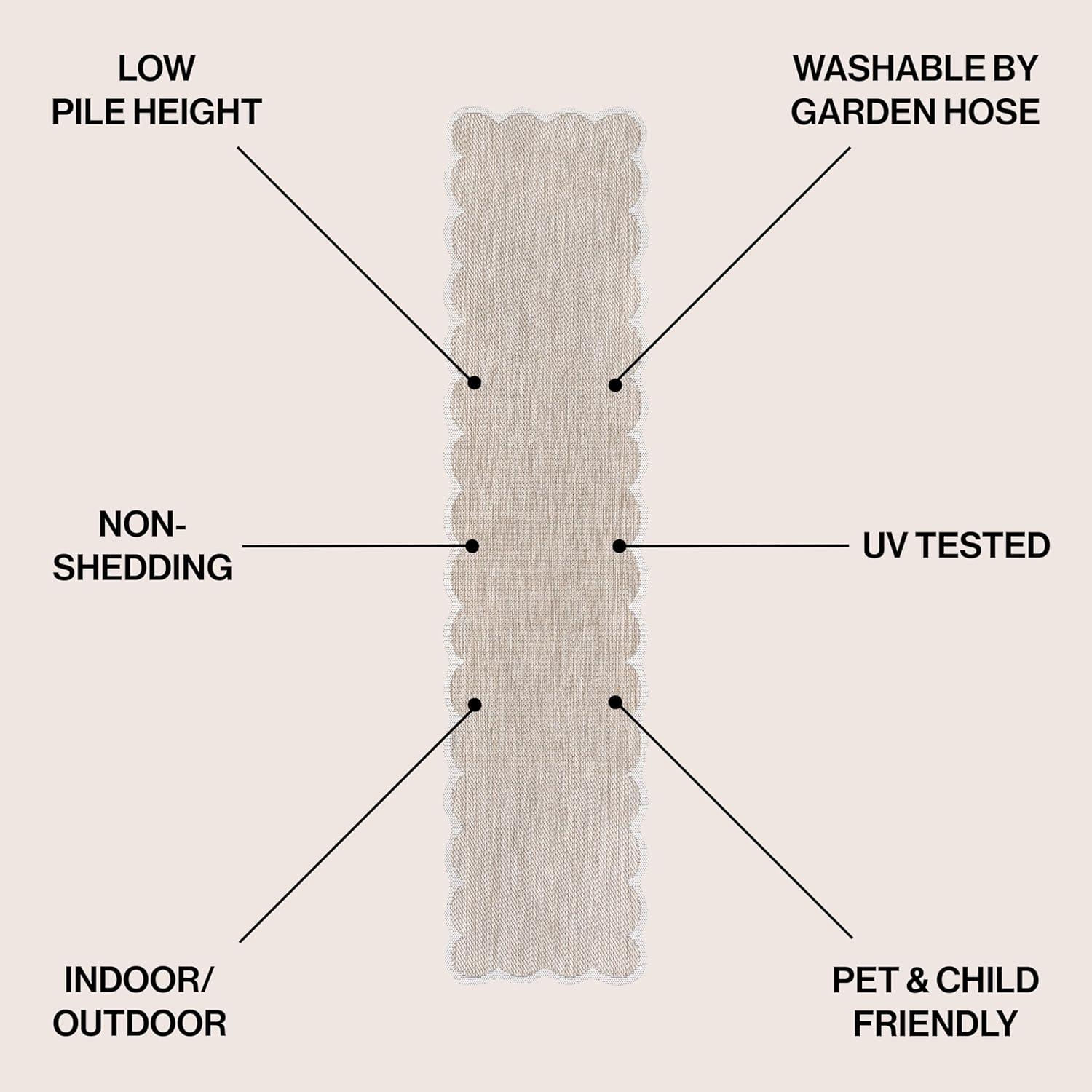 imageJONATHAN Y Cottage TwoTone Scalloped Indoor Outdoor Area Rug 5X8 Light RoseCream Alice Classic for Backyard Patio Porch EasyCleaning High Traffic PetFriendly NonShedding SHP103B5BeigeCream