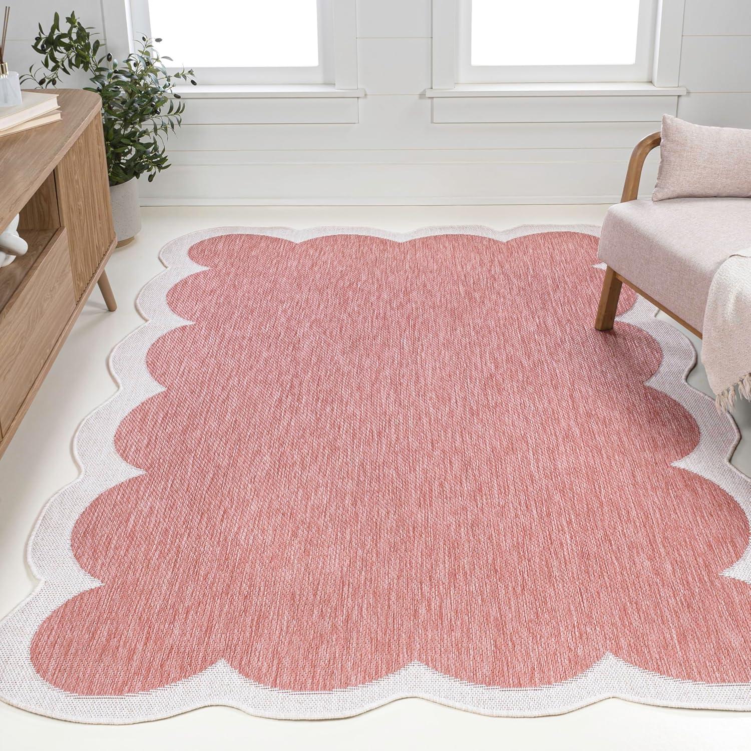 imageJONATHAN Y Cottage TwoTone Scalloped Indoor Outdoor Area Rug 5X8 Light RoseCream Alice Classic for Backyard Patio Porch EasyCleaning High Traffic PetFriendly NonShedding SHP103B5Light RoseCream