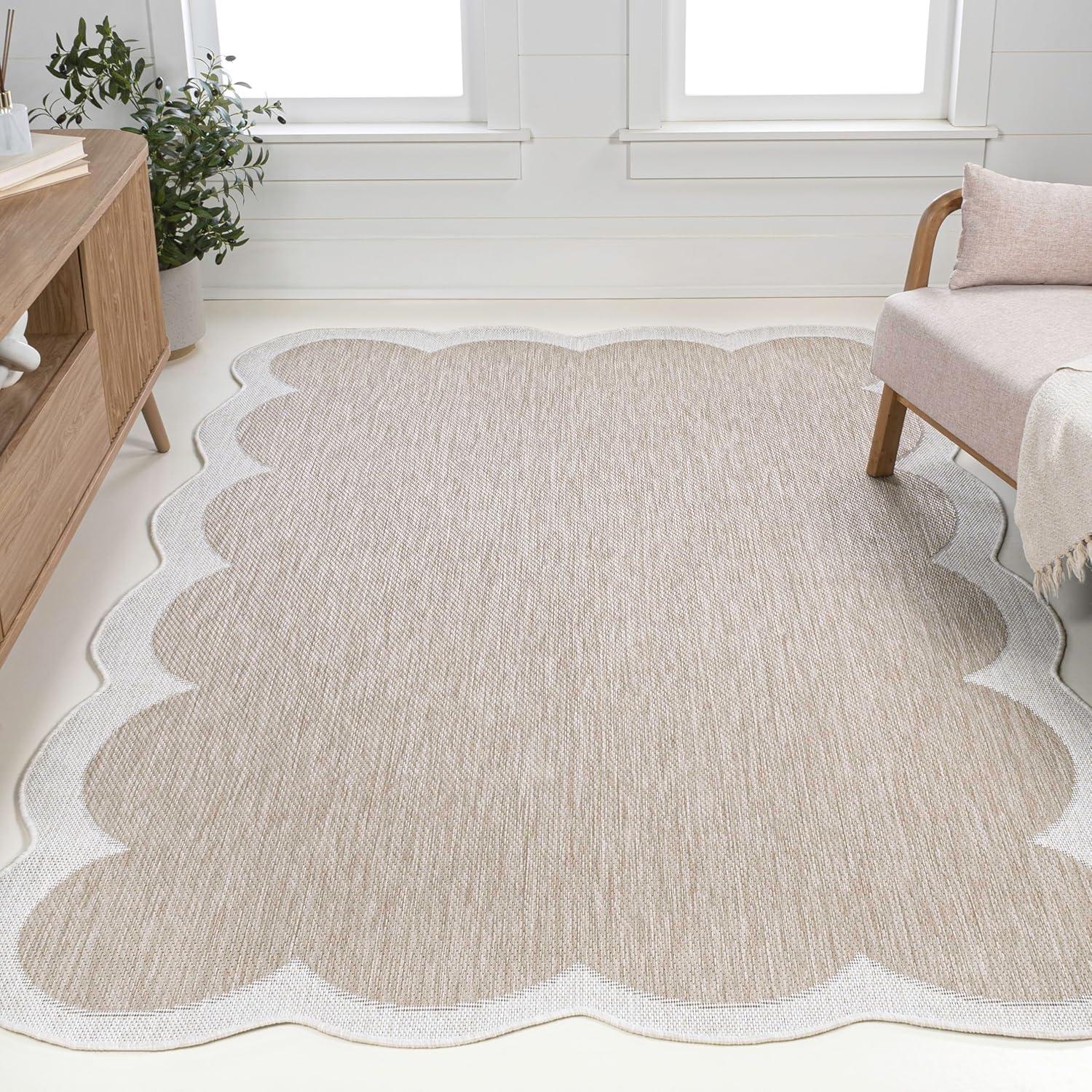 imageJONATHAN Y Cottage TwoTone Scalloped Indoor Outdoor Area Rug 5X8 Light RoseCream Alice Classic for Backyard Patio Porch EasyCleaning High Traffic PetFriendly NonShedding SHP103B5BeigeCream