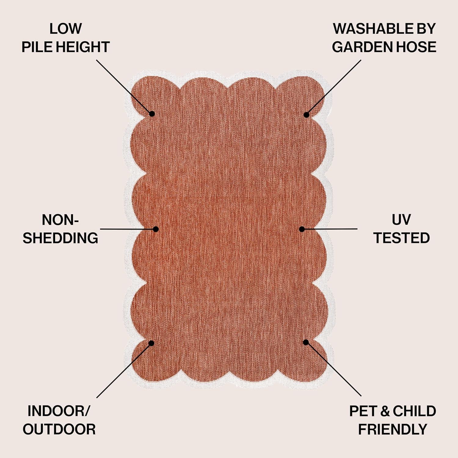 imageJONATHAN Y Cottage TwoTone Scalloped Indoor Outdoor Area Rug 5X8 Light RoseCream Alice Classic for Backyard Patio Porch EasyCleaning High Traffic PetFriendly NonShedding SHP103B5TerraCream