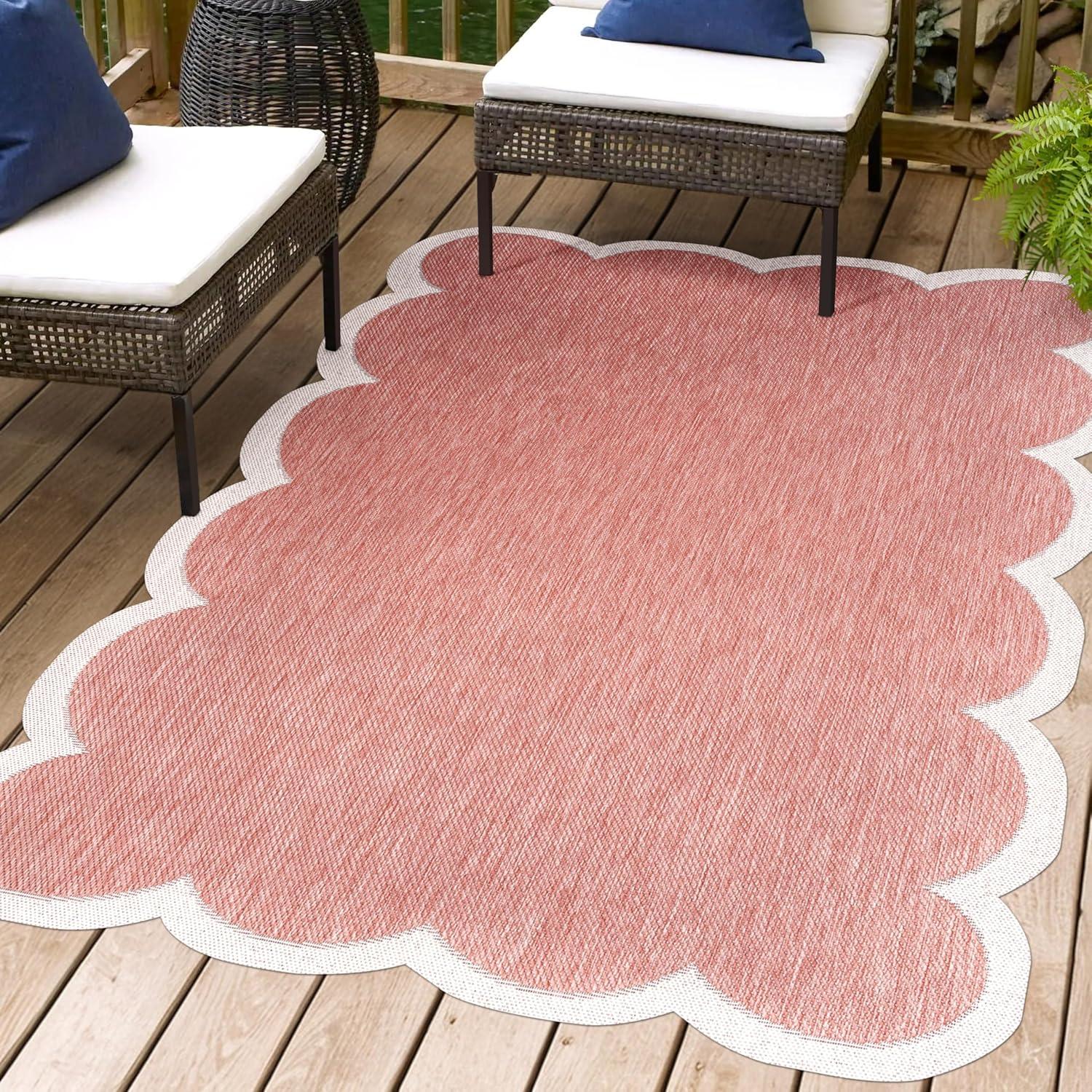 imageJONATHAN Y Cottage TwoTone Scalloped Indoor Outdoor Area Rug 5X8 Light RoseCream Alice Classic for Backyard Patio Porch EasyCleaning High Traffic PetFriendly NonShedding SHP103B5Light RoseCream