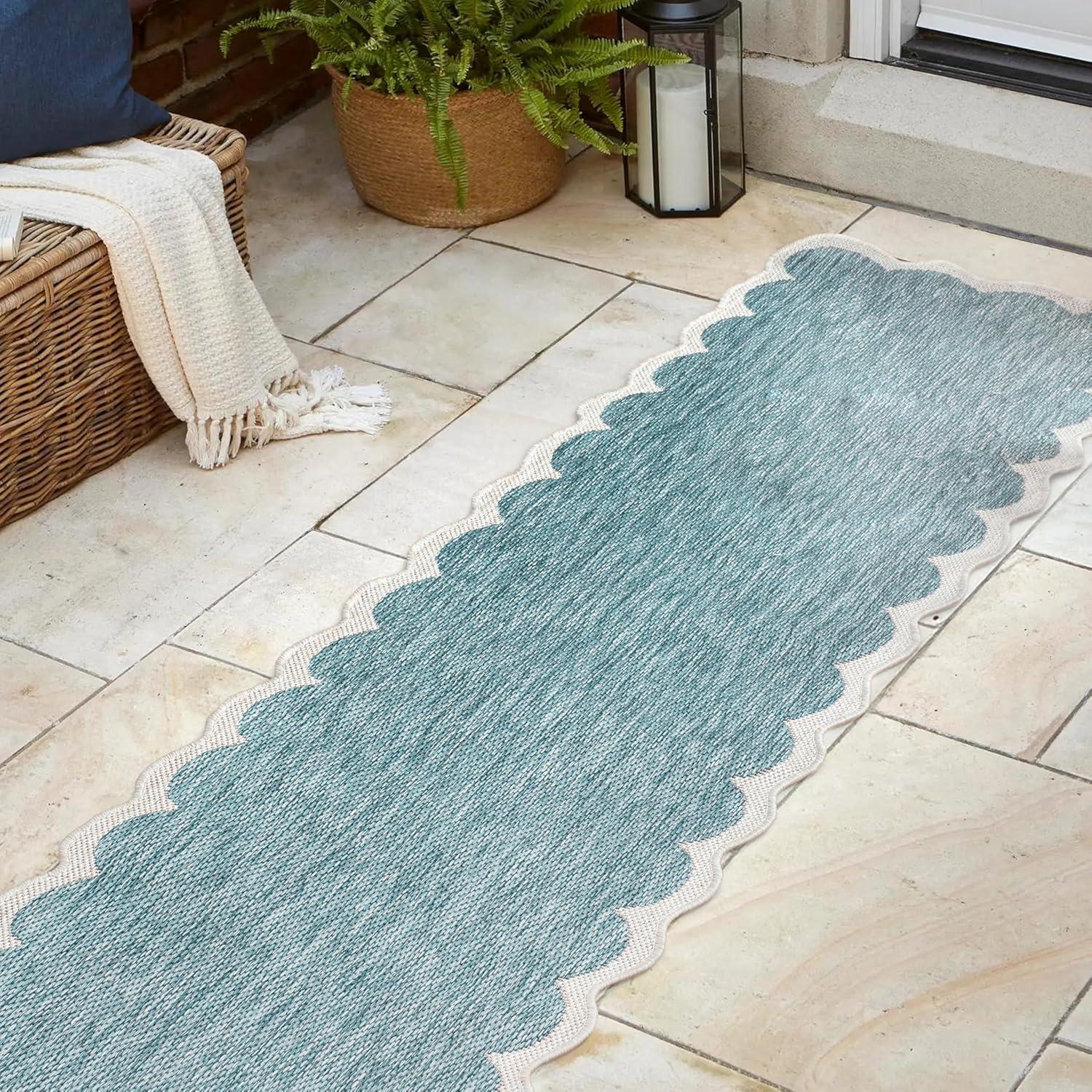 imageJONATHAN Y Cottage TwoTone Scalloped Indoor Outdoor Area Rug 5X8 Light RoseCream Alice Classic for Backyard Patio Porch EasyCleaning High Traffic PetFriendly NonShedding SHP103B5TurquoiseCream