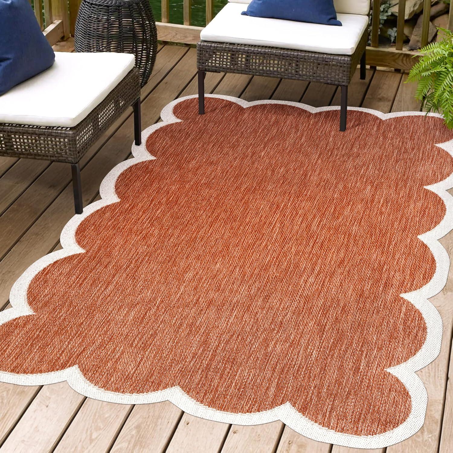 imageJONATHAN Y Cottage TwoTone Scalloped Indoor Outdoor Area Rug 5X8 Light RoseCream Alice Classic for Backyard Patio Porch EasyCleaning High Traffic PetFriendly NonShedding SHP103B5TerraCream