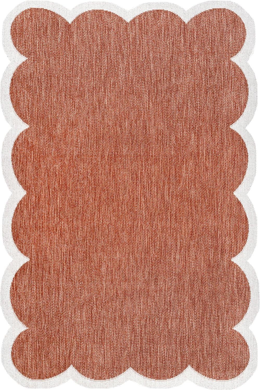 imageJONATHAN Y Cottage TwoTone Scalloped Indoor Outdoor Area Rug 5X8 Light RoseCream Alice Classic for Backyard Patio Porch EasyCleaning High Traffic PetFriendly NonShedding SHP103B5TerraCream