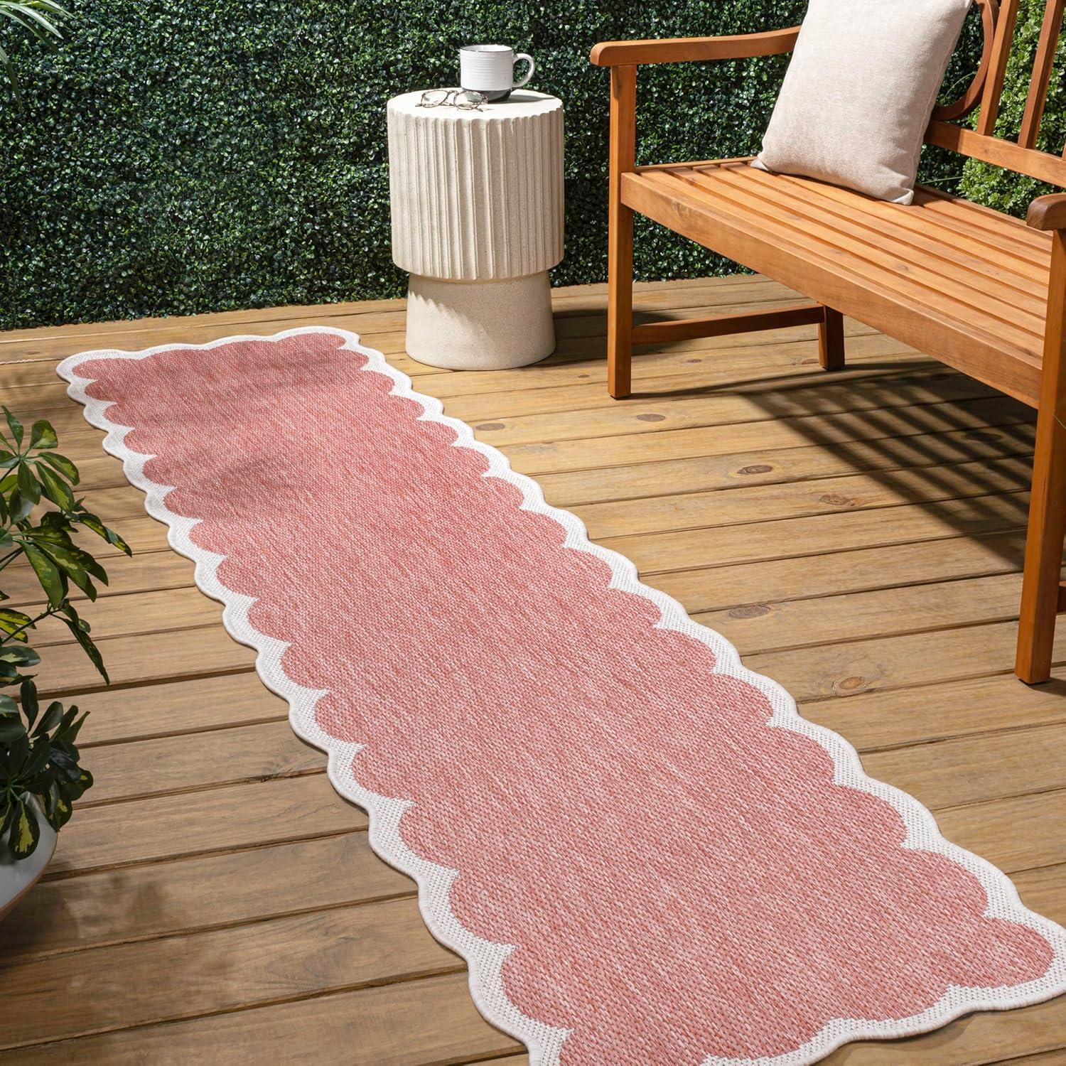 imageJONATHAN Y Cottage TwoTone Scalloped Indoor Outdoor Area Rug 5X8 Light RoseCream Alice Classic for Backyard Patio Porch EasyCleaning High Traffic PetFriendly NonShedding SHP103B5Light RoseCream