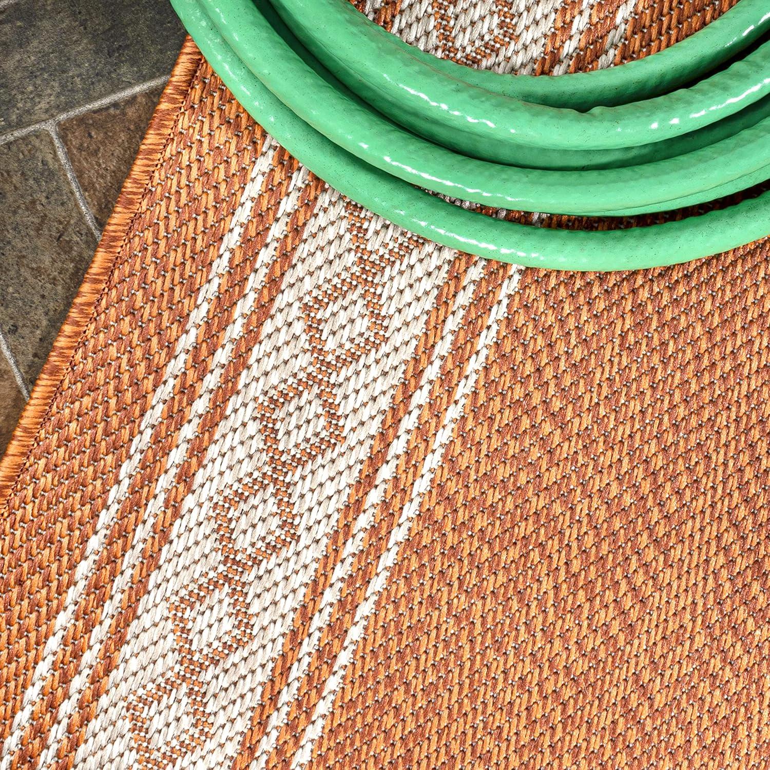 imageJONATHAN Y Diamond Border Indoor Outdoor Runner Rug 2X8 CreamOrange Lucia Classic for Backyard Patio Porch EasyCleaning High Traffic PetFriendly NonShedding SMB207F28OrangeCream