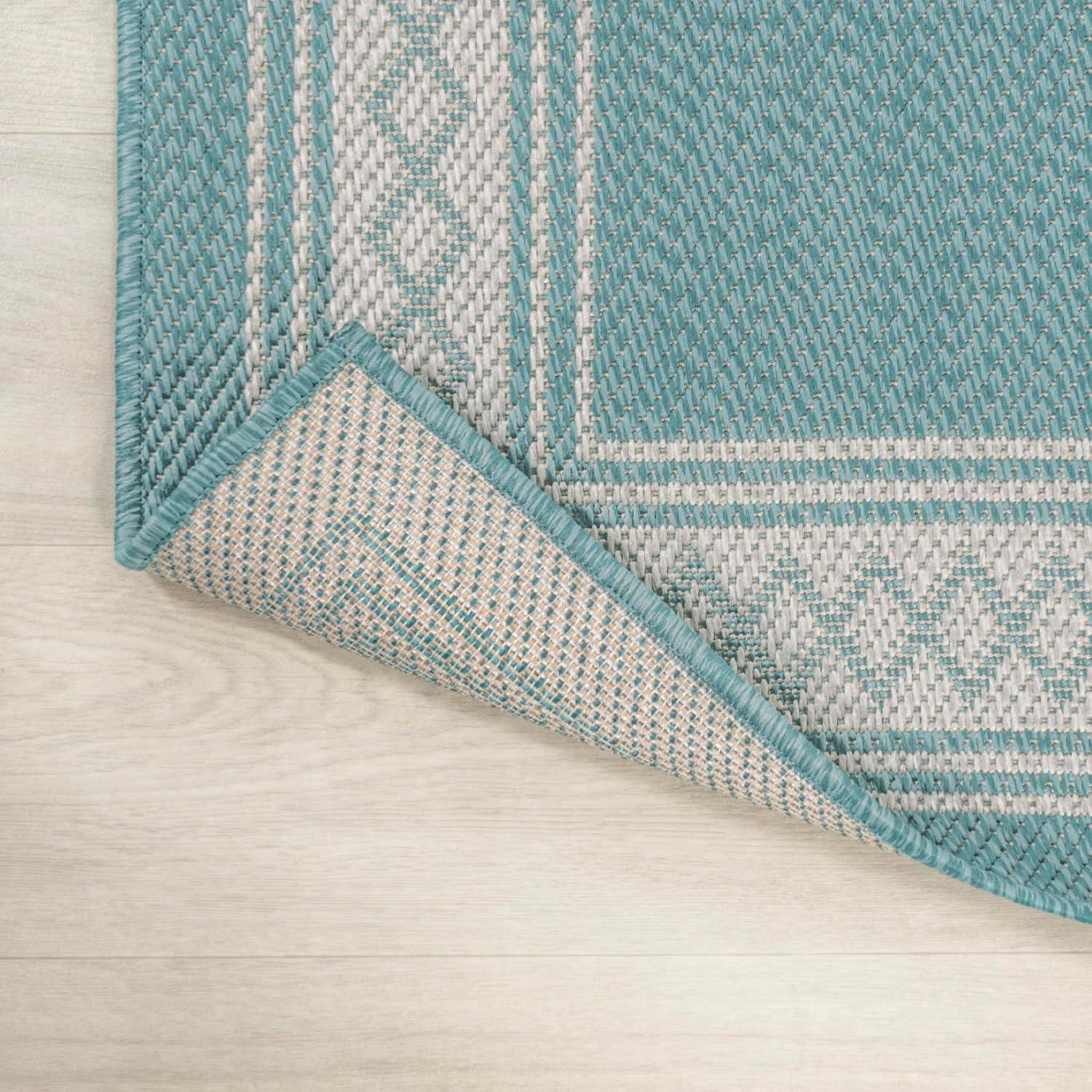 imageJONATHAN Y Diamond Border Indoor Outdoor Runner Rug 2X8 CreamOrange Lucia Classic for Backyard Patio Porch EasyCleaning High Traffic PetFriendly NonShedding SMB207F28AquaLight Gray