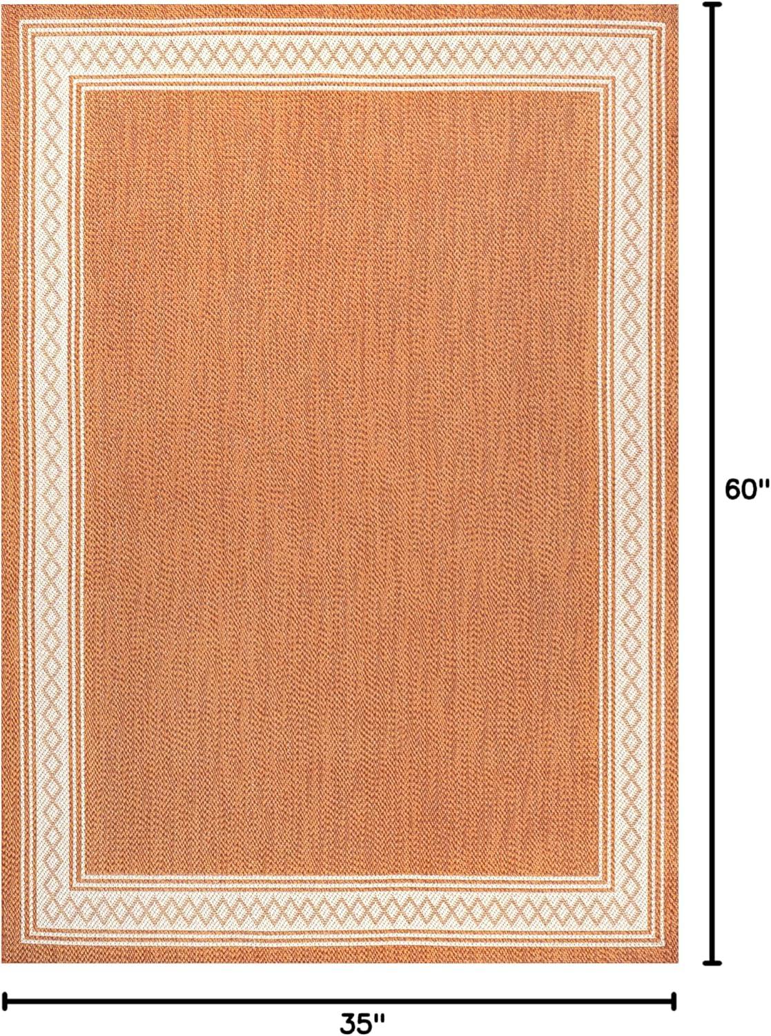 imageJONATHAN Y Diamond Border Indoor Outdoor Runner Rug 2X8 CreamOrange Lucia Classic for Backyard Patio Porch EasyCleaning High Traffic PetFriendly NonShedding SMB207F28OrangeCream